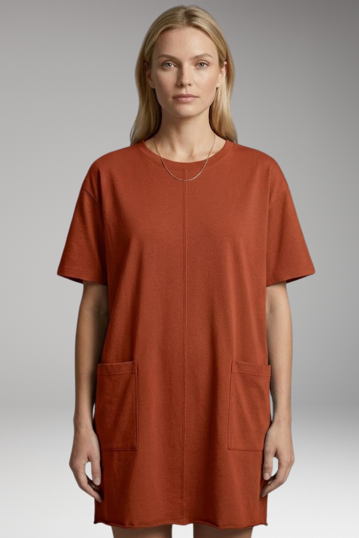 Women’s Oversized T-Shirt Dress with Side Pockets