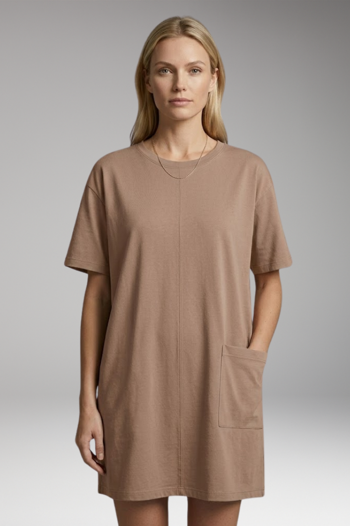 Women’s Oversized T-Shirt Dress with Side Pockets
