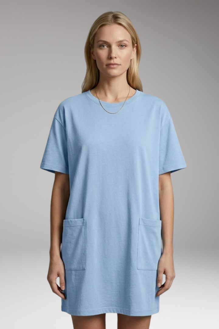 Women’s Oversized T-Shirt Dress with Side Pockets