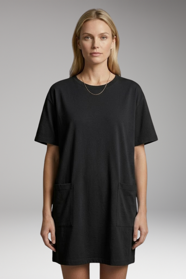 Women’s Oversized T-Shirt Dress with Side Pockets