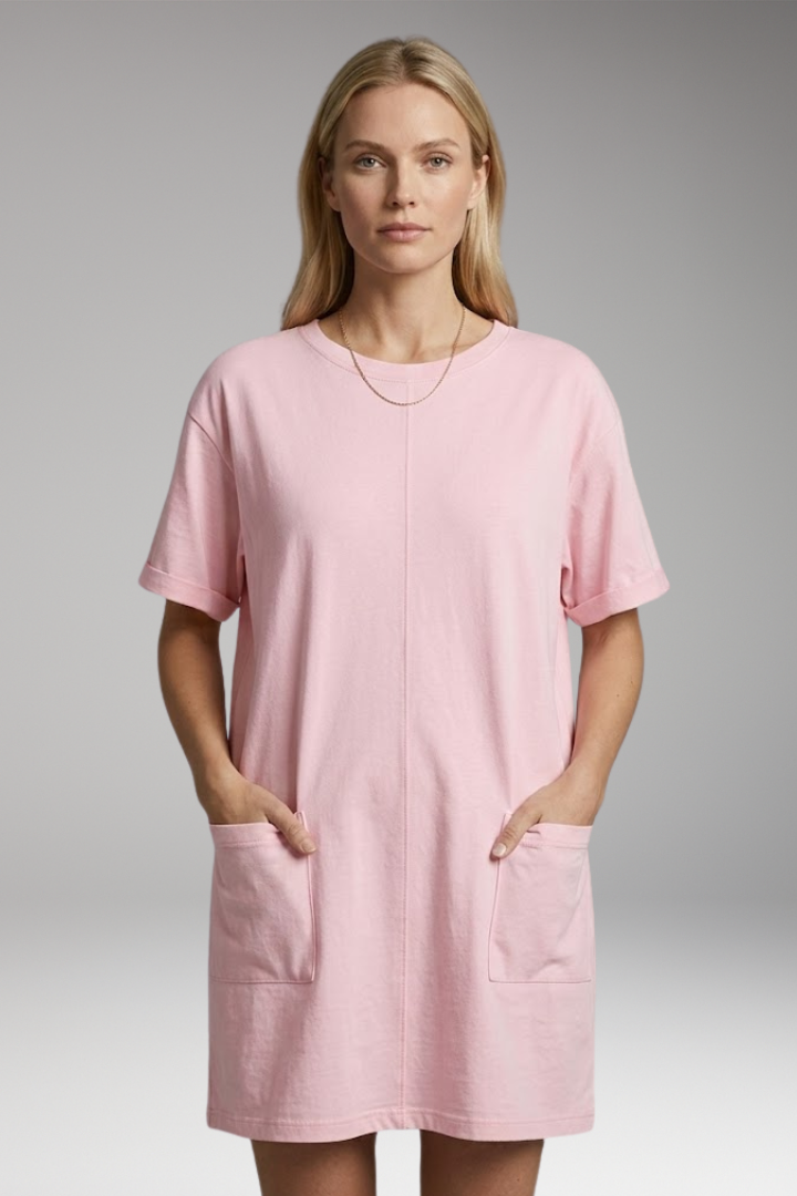 Women’s Oversized T-Shirt Dress with Side Pockets