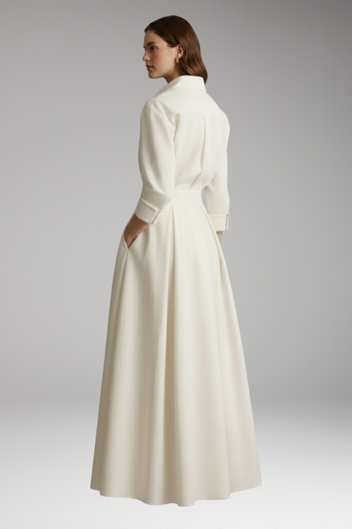 Women’s Shirt Dress with Button Closure and Defined Waist