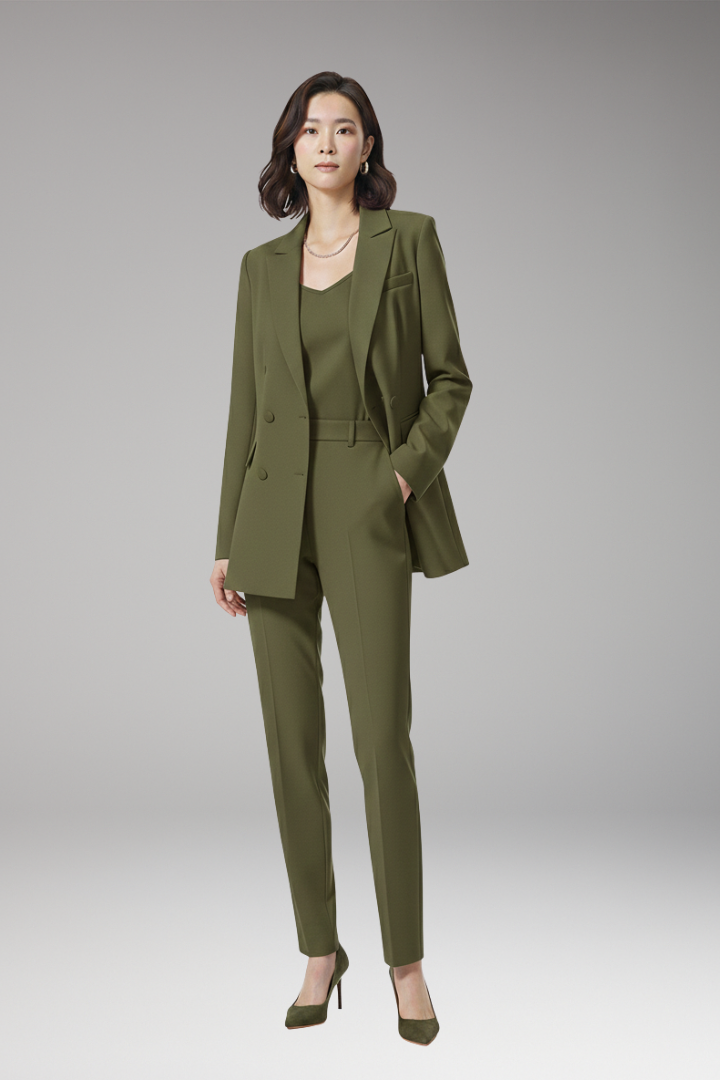 Women’s Suit Set with Blazer and Straight Trousers