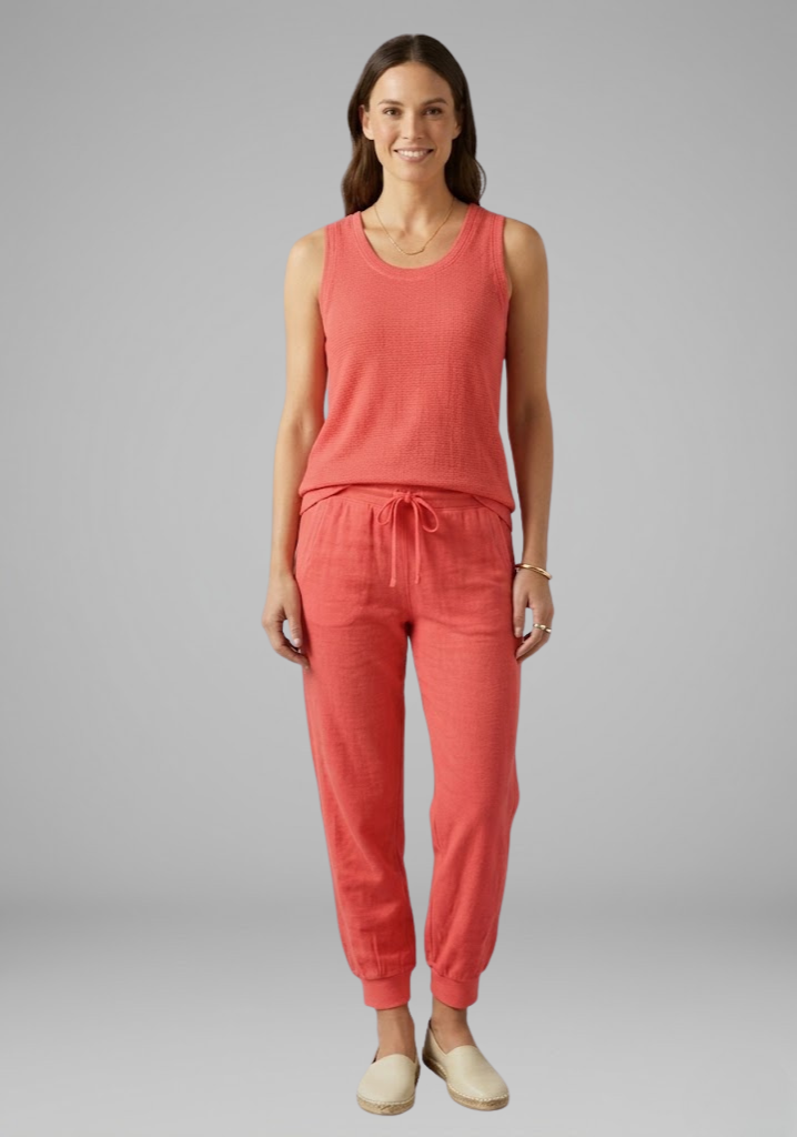 Women's Two-Piece Set with Sleeveless Top and Wide-Leg Trousers