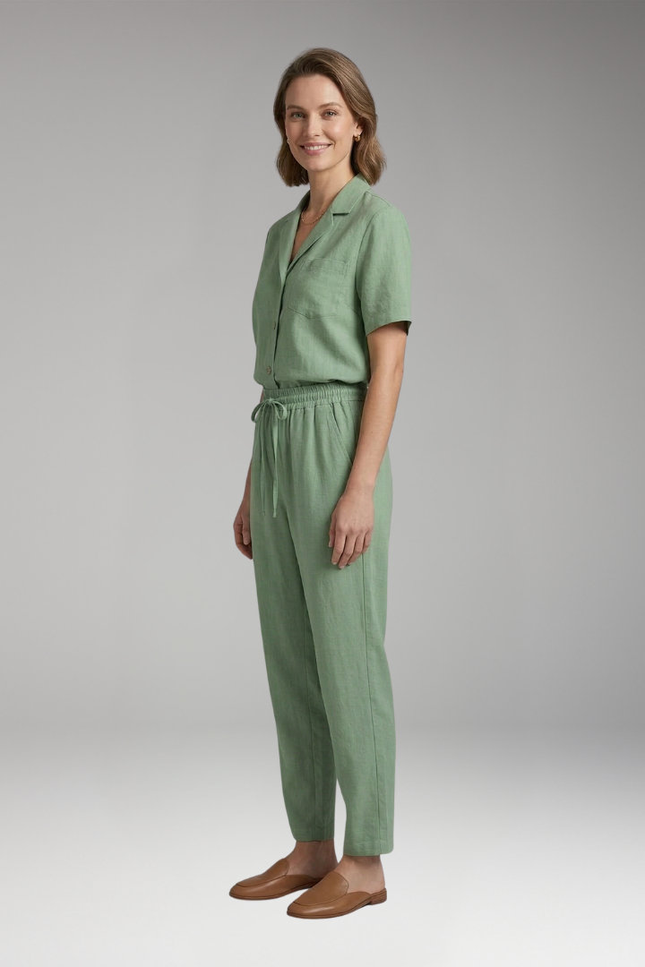 Women's Two Piece Set with Short Sleeve Shirt