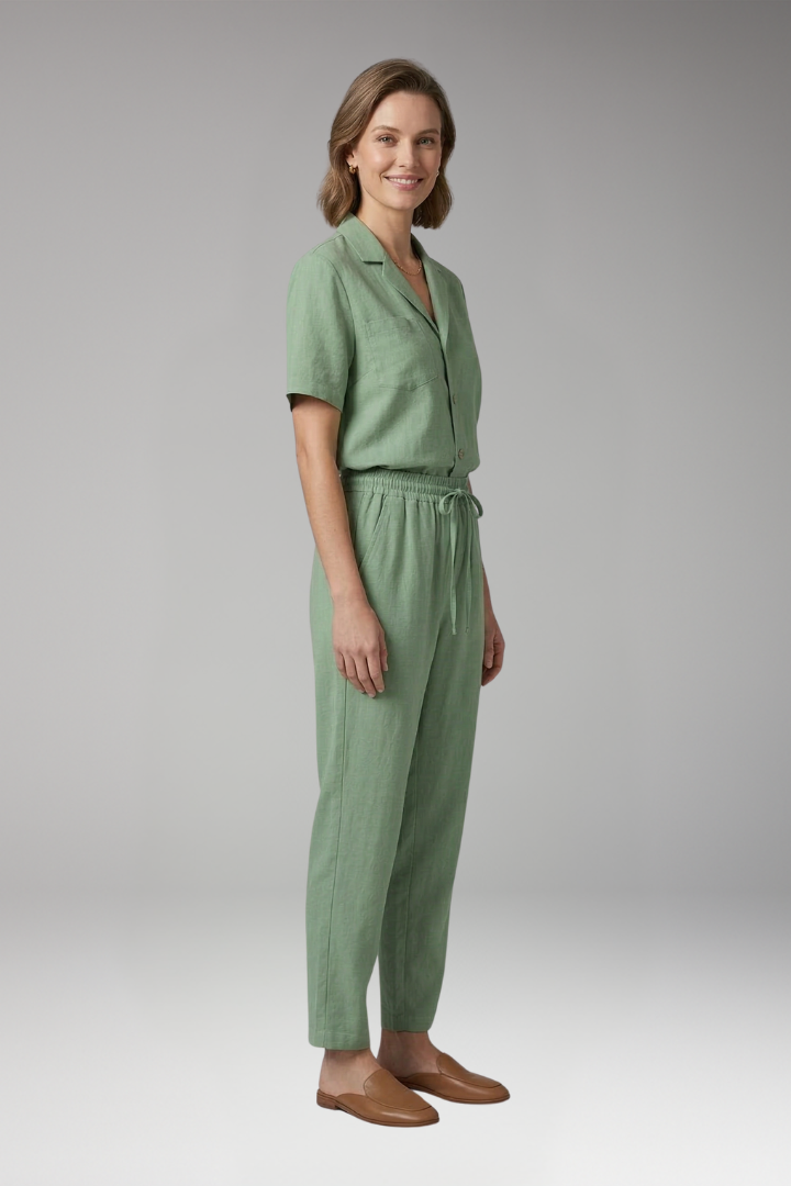 Women's Two Piece Set with Short Sleeve Shirt