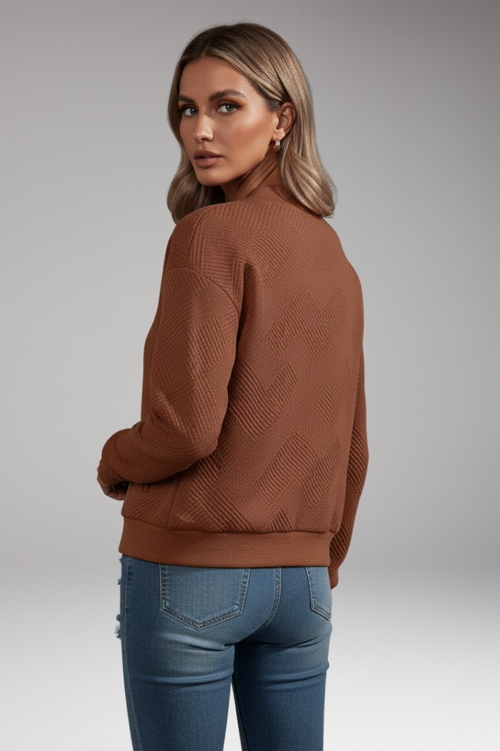 Women’s Cardigan with Zip Closure and Ribbed Hem