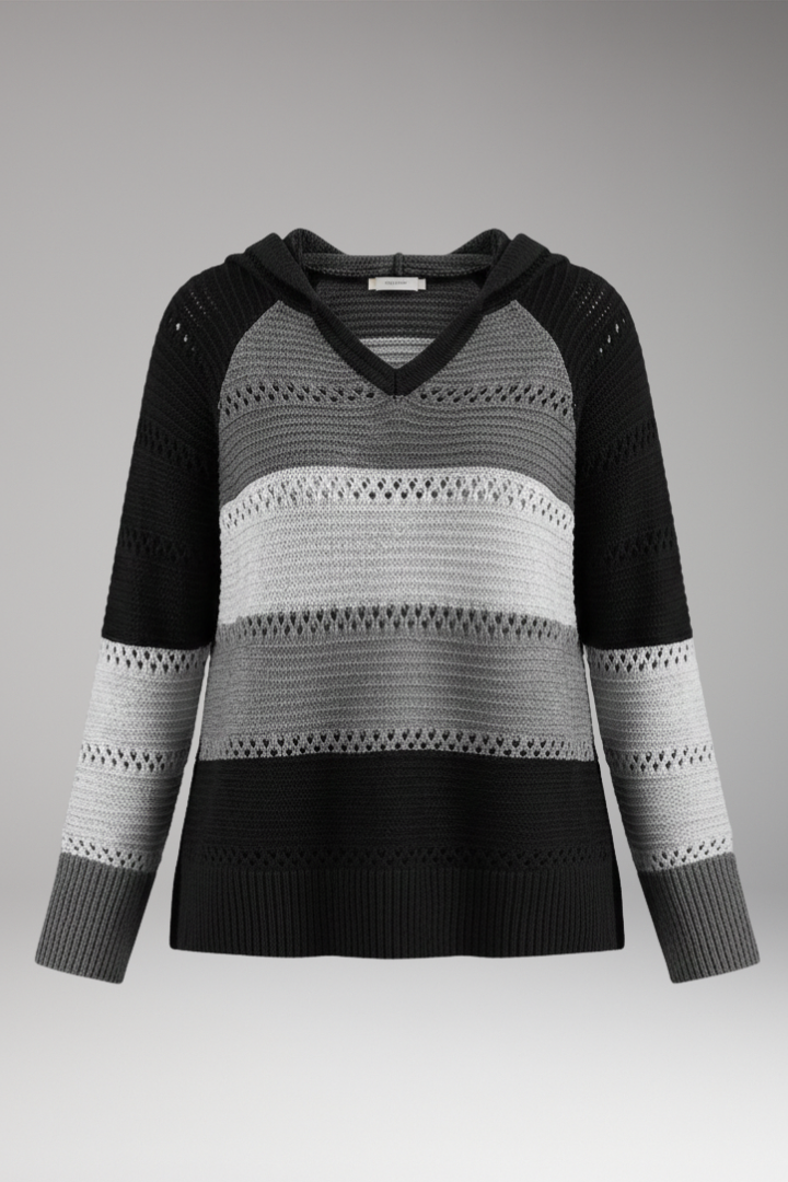 Women’s Hoodie with V-Neckline and Ribbed Hem