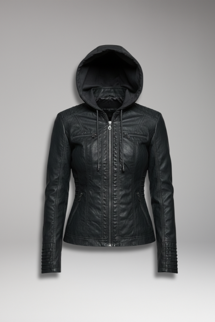 Women’s Jacket with Hood and Front Zip Closure
