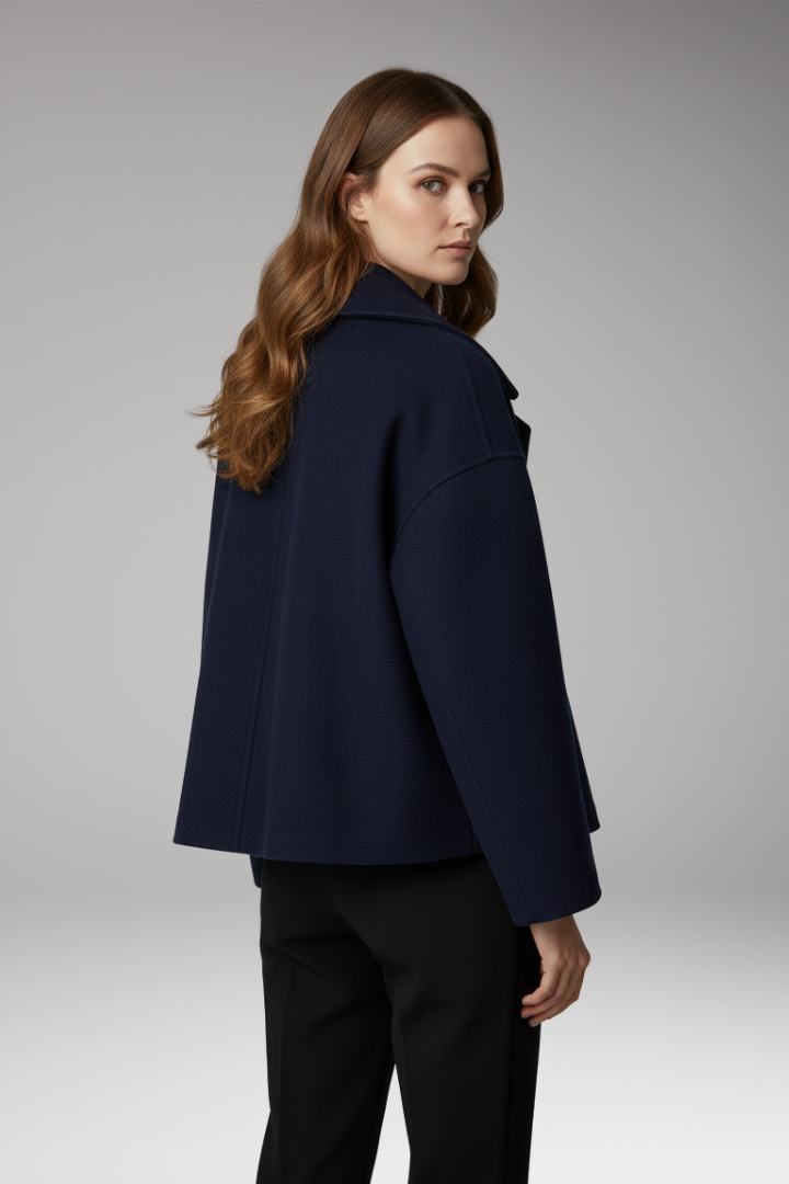 Women’s Jacket with Wide Lapels and Front Button Closure