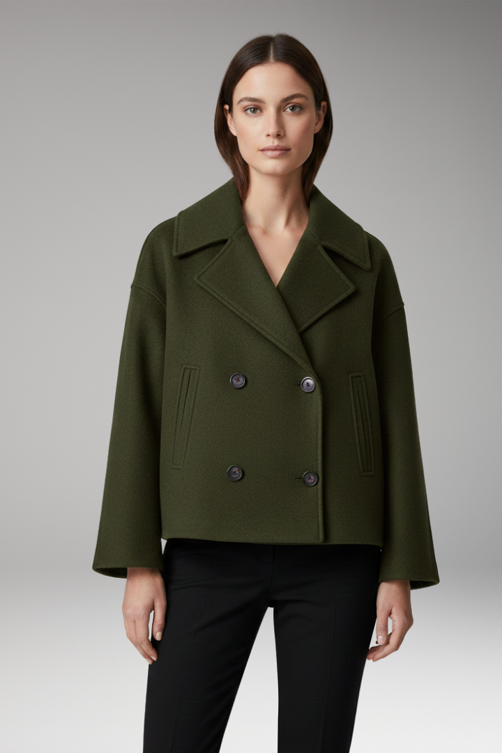 Women’s Jacket with Wide Lapels and Front Button Closure