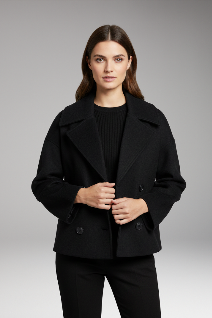 Women’s Jacket with Wide Lapels and Front Button Closure