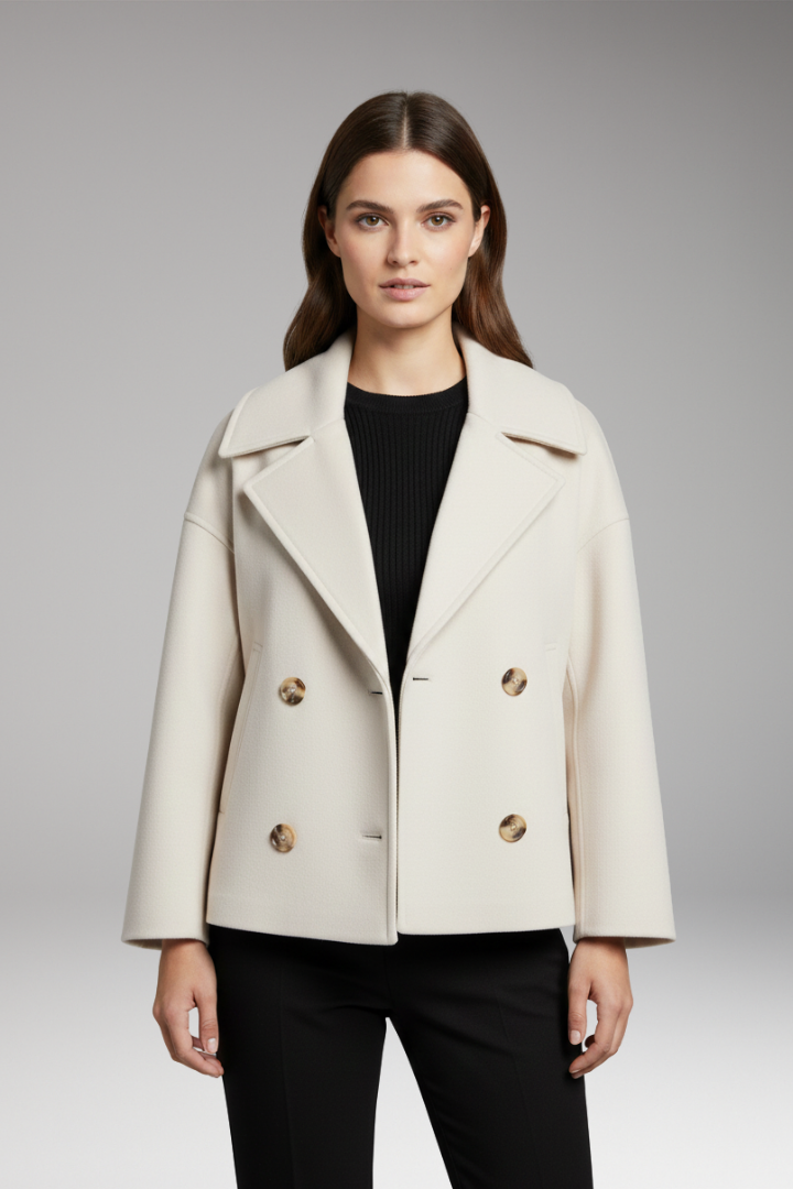 Women’s Jacket with Wide Lapels and Front Button Closure