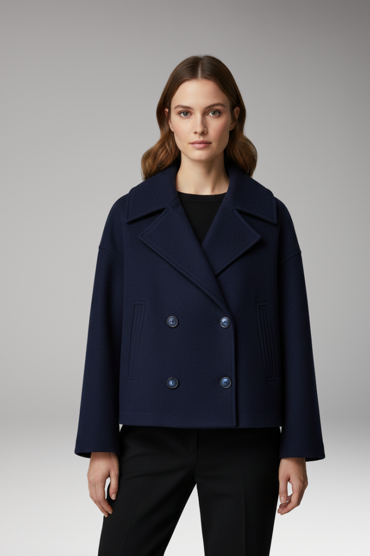 Women’s Jacket with Wide Lapels and Front Button Closure