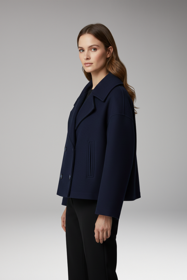 Women’s Jacket with Wide Lapels and Front Button Closure