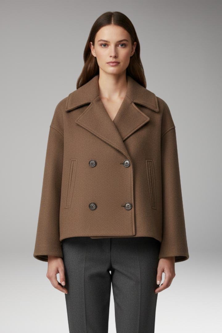 Women’s Jacket with Wide Lapels and Front Button Closure