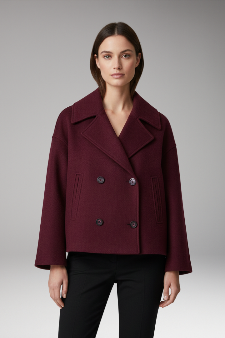 Women’s Jacket with Wide Lapels and Front Button Closure