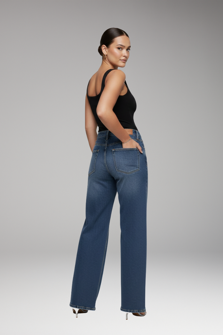 Women’s Jeans with Mid Rise and Wide Leg