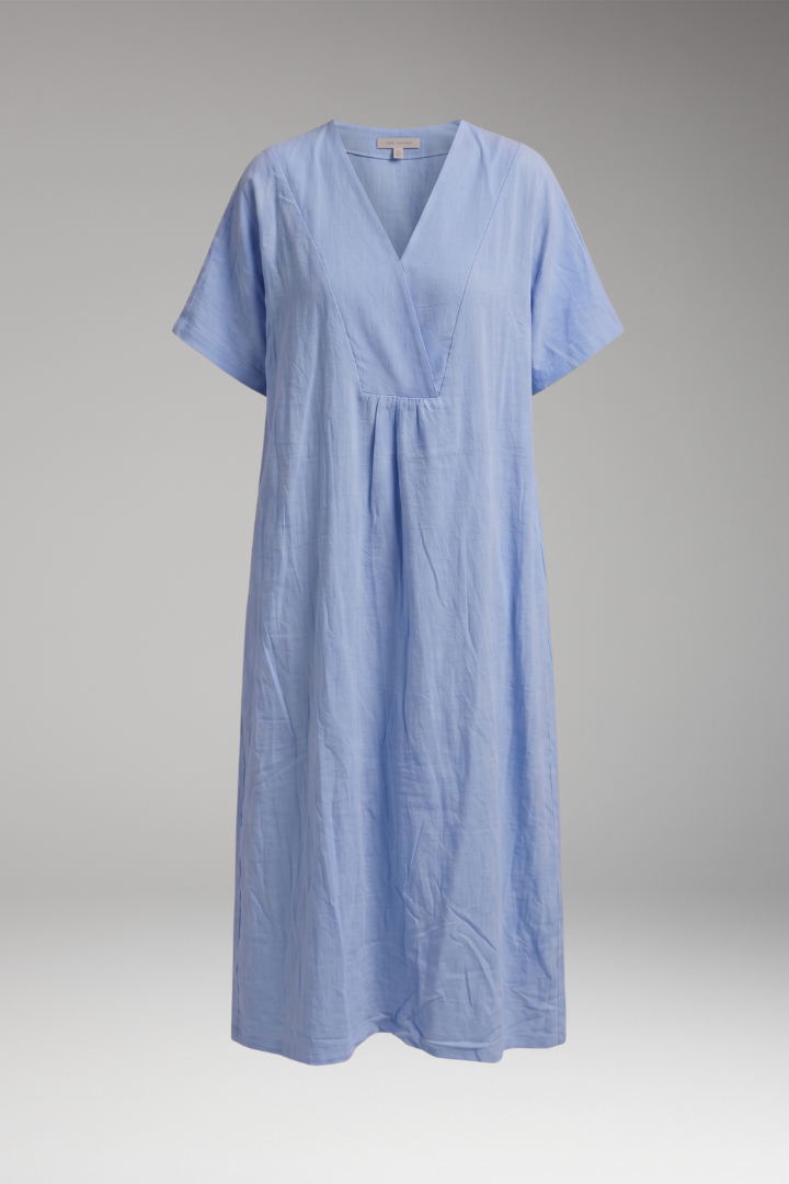 Women's Midi Dress with Short Sleeves and Textured Surface