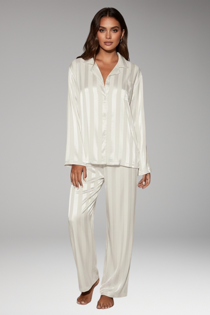 Women’s Pajama Set with Button Top and Elastic Waistband