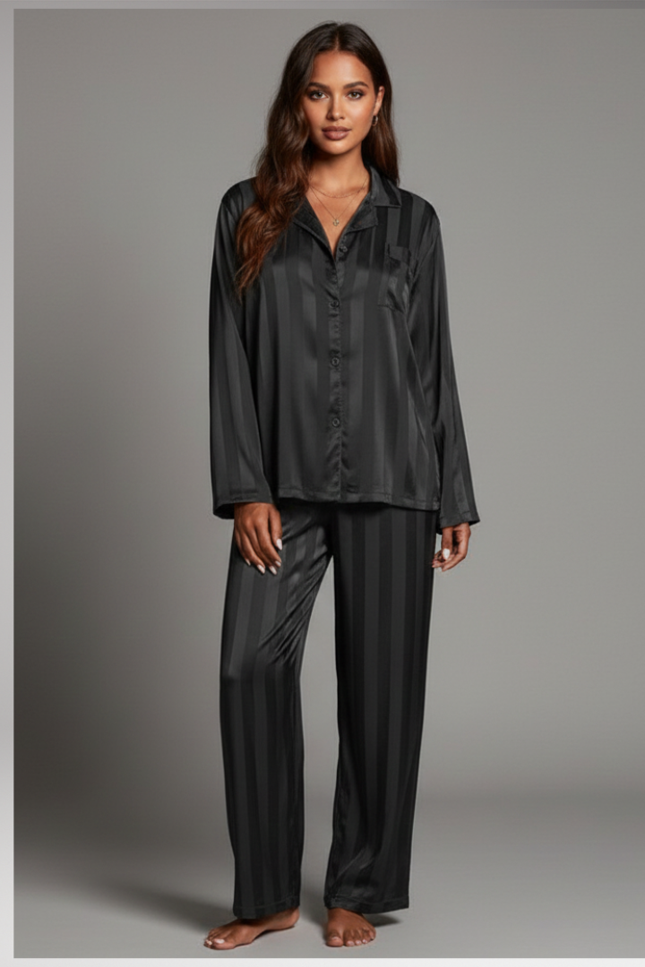 Women’s Pajama Set with Button Top and Elastic Waistband