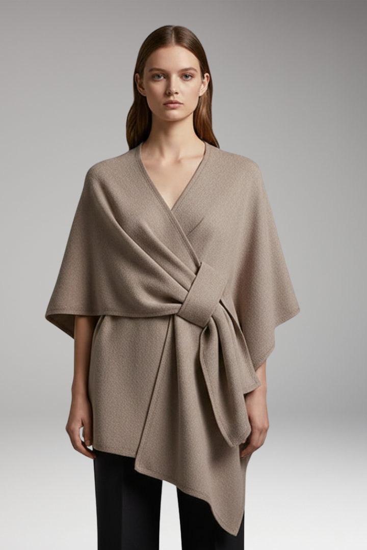 Women’s Poncho Shawl with Double-Sided Design and Wide Drape