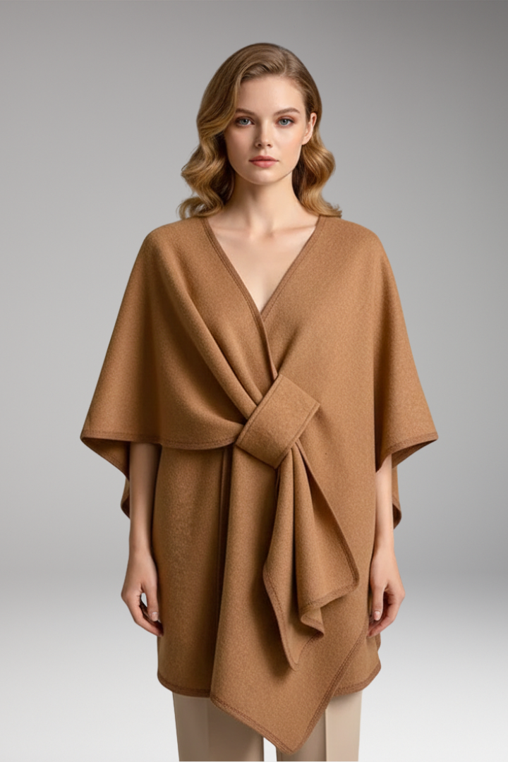 Women’s Poncho Shawl with Double-Sided Design and Wide Drape