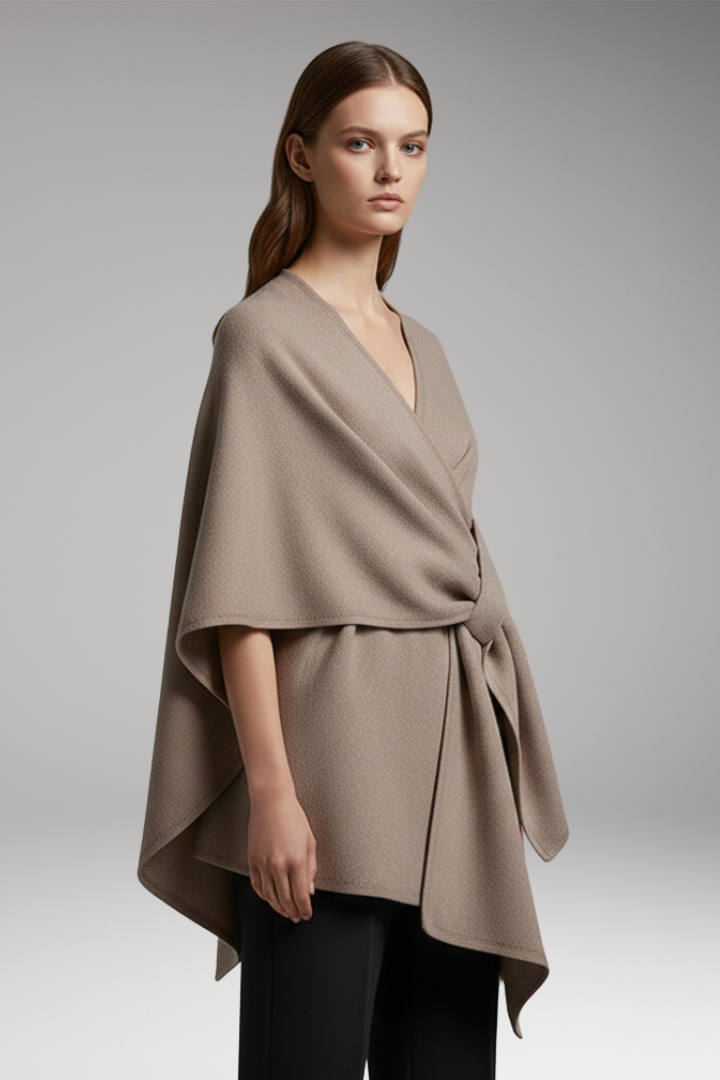 Women’s Poncho Shawl with Double-Sided Design and Wide Drape