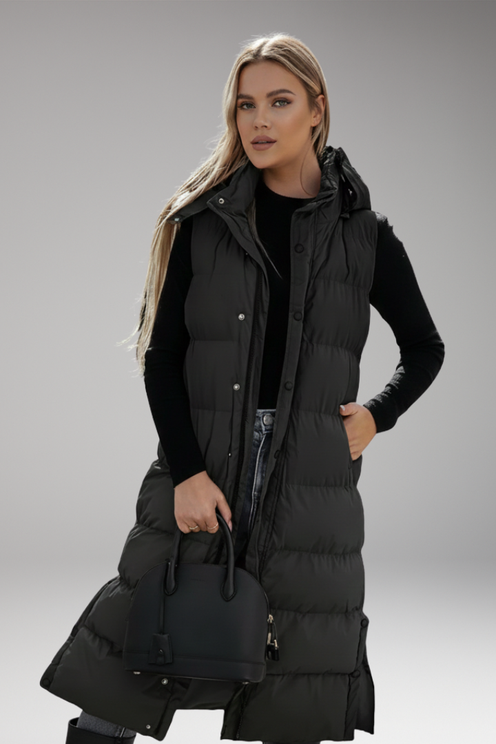 Women’s Puffer Jacket with Hood and Quilted Padding