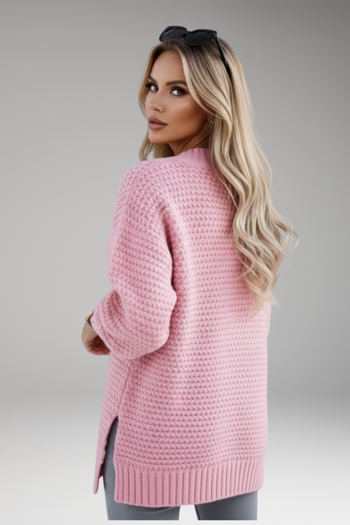 Women's Jumper with High Neck and Ribbed Cuffs