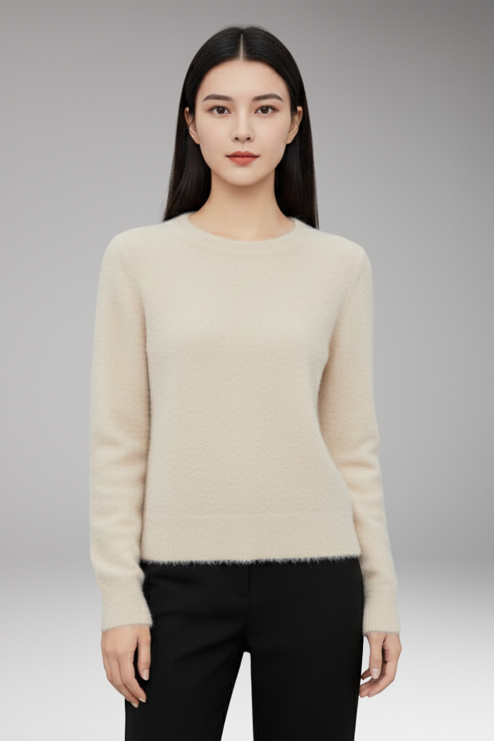 Women’s Jumper with O-Neckline and Long Sleeves