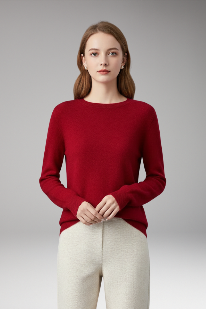 Women’s Jumper with O-Neckline and Long Sleeves