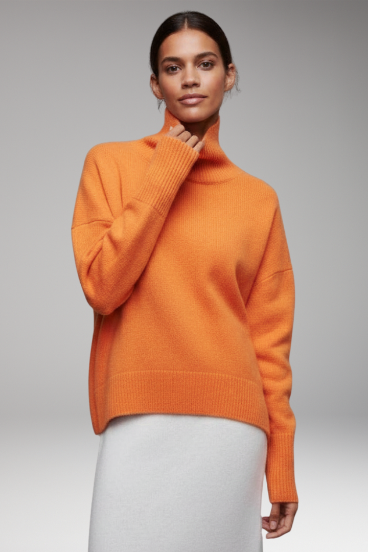 Women’s Jumper with Turtleneck and Ribbed Edges