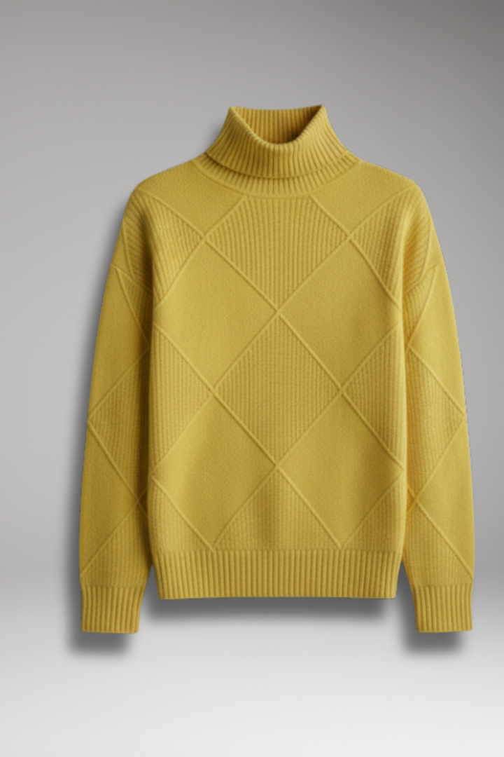 Women’s Turtleneck Jumper with Ribbed Cuffs and Textured Knit