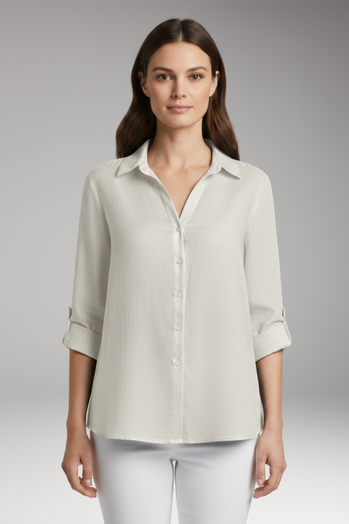 Women’s Blouse with Long Sleeves and Button Placket