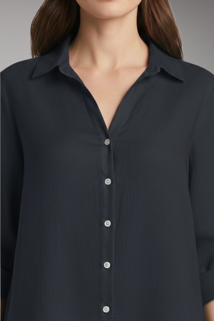 Women’s Blouse with Long Sleeves and Button Placket