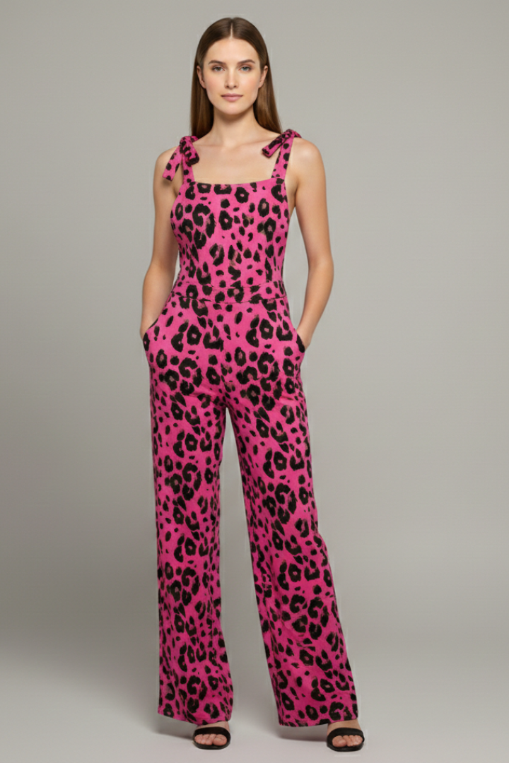 Women's Leopard Jumpsuit with Trendy Print and Relaxed Fit