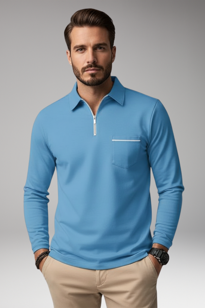 Men’s Long-Sleeve Shirt with Collar and Buttons