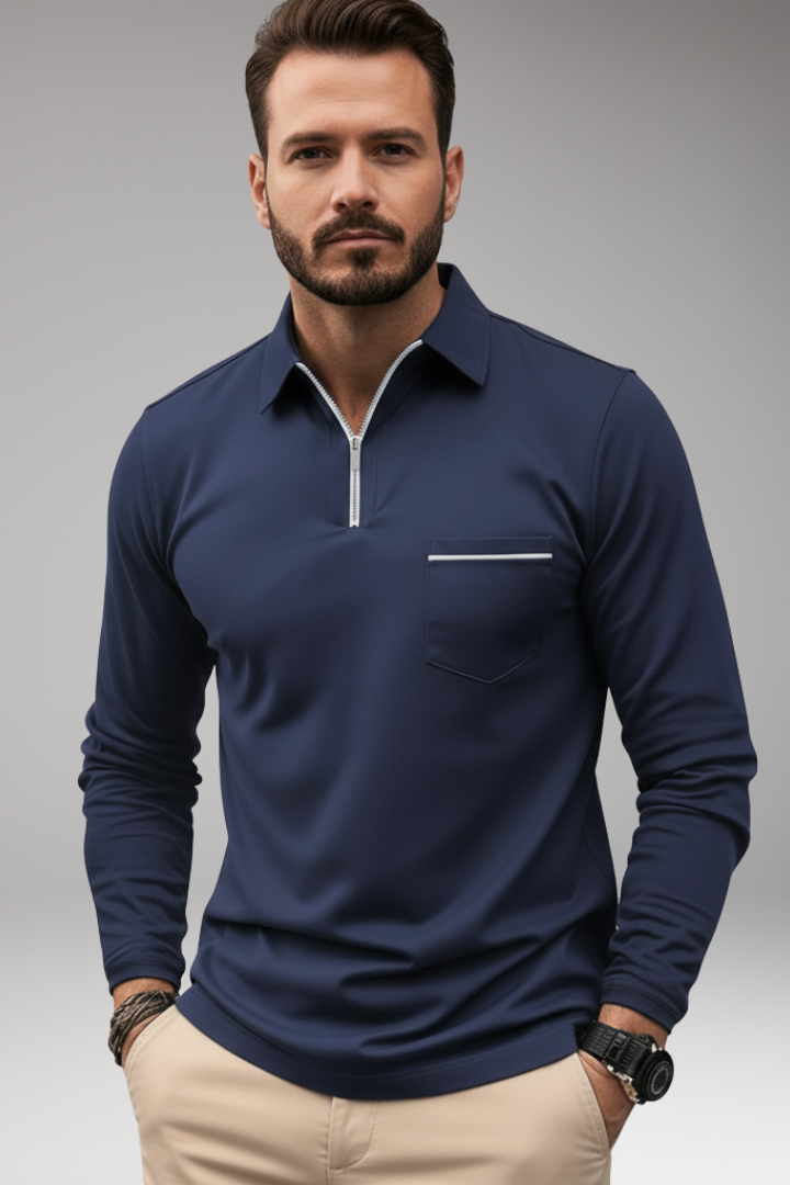 Men’s Long-Sleeve Shirt with Collar and Buttons